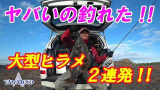 ヤバいの釣れた！！　大型ヒラメ2連発！！