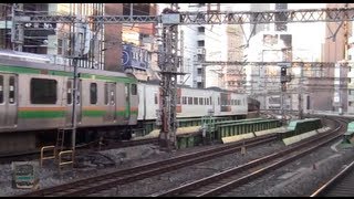 【東海道線】E231系・185系 朝ラッシュ時の有楽町すれ違い通過