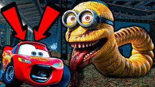 ⚠️Big \u0026 Small vs Epic Escape⚠️McQueen and Mater VS MINION Train Eater Cars in BeamNG.Drive