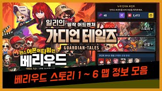 가디언테일즈 원스 어폰 어 타임 인 베리우드 1 ~ 6 맵 정보 모음