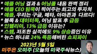 [오늘의 미국주식뉴스] 애플CEO가 찍어주는 최고의 투자처 / 애플, 우리는 구글 메타 아마존 마소와 다르다 / 애플 어닝결과 총정리 / 쇼피파이 24% 폭등을 견인한 하나의 뉴스