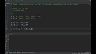 Python-Compare elements of 2 lists and print out non-common elements using 'difference' function.