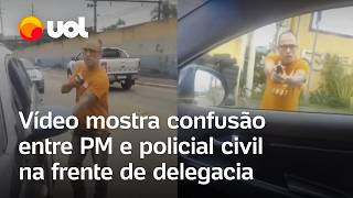 Policial civil atira em carro de PM durante discussão na porta de delegacia; vídeo mostra momento