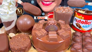 ASMR CHOCOLATE CAKE, MAGNUM \u0026 FERRERO ICE CREAMS, NUTELLA \u0026 GO! CHOCOLATE MILK MASSIVE Eating Sounds