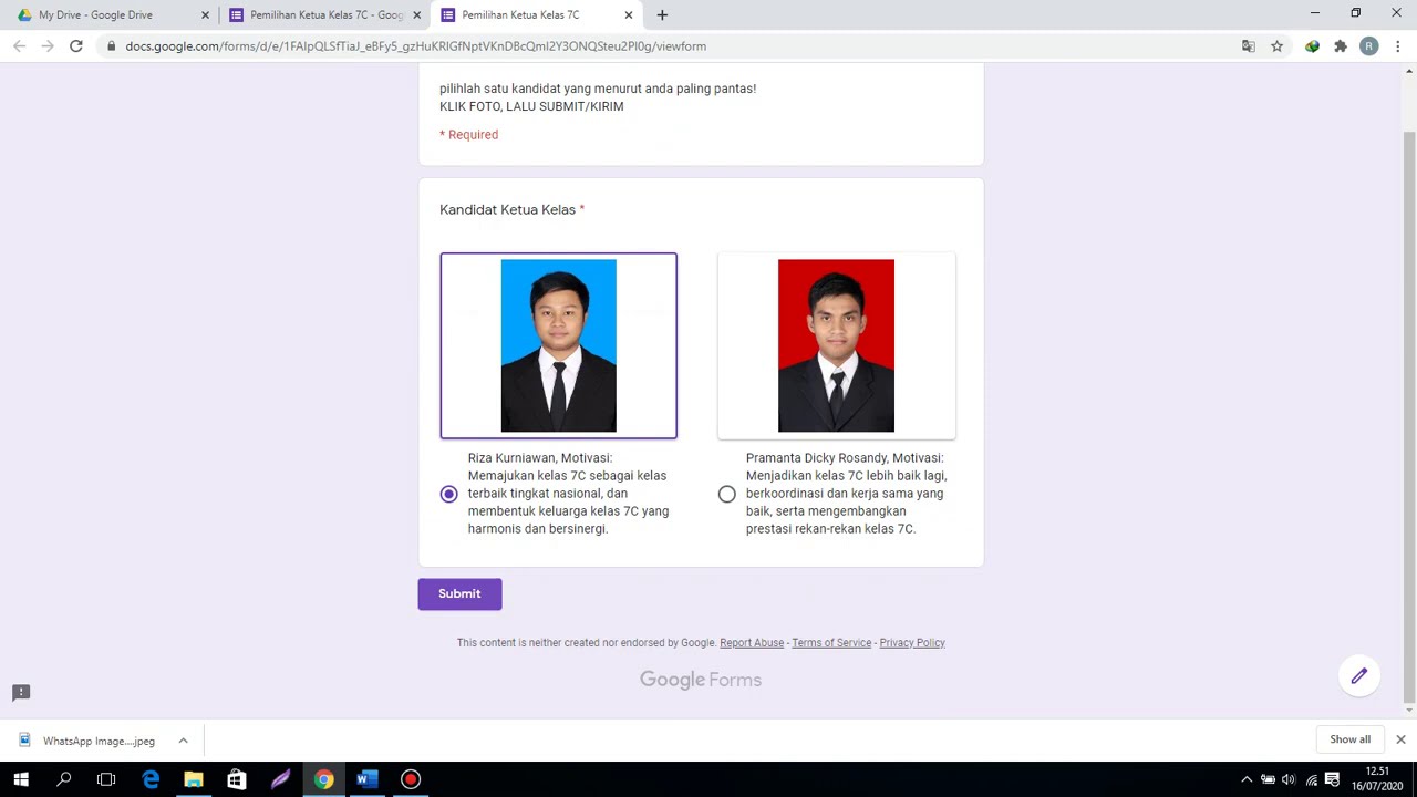 Bot Voting Google Forms Form Example Download