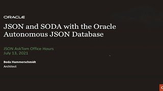 JSON and SODA workshop using Autonomous JSON Database