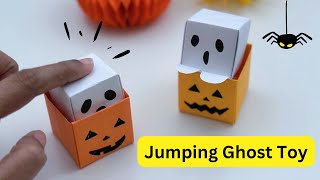 DIY Moving PAPER GHOST TOY/ Paper Craft / Easy Origami Ghost DIY / Halloween Crafts Ideas