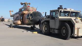 A B-Roll package of Mi-17 helicopters being prepare