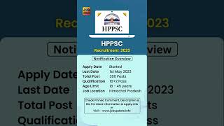 HPPSC Recruitment 2023 #shorts #jobs2023 #latestjobs #jobalert #sarkarinaukri #12thpassjob #govtjobs