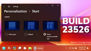 New Windows 11 Build 23526 – New Taskbar and Start Menu Changes, Settings Improvements, Fixes (Dev)