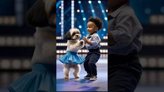 Baby and her cute dog #gottalentmagician #dance #viralvideo #aiart#shorts#gottalent #midjourney