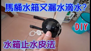 [DIY達人#167] 馬桶水箱又漏水滴水怎麼辦?....換掉黑色橡膠的水箱止水皮法