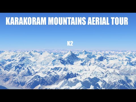 Aerial 3D tour of the Karakoram Mountains. Mount K2.