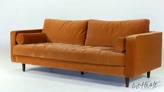 Loft Home Velvet Sofa 3 Seater Burnt Orange SCOTT