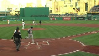 MIL@PIT: Lucroy comes home on Gennett's double play