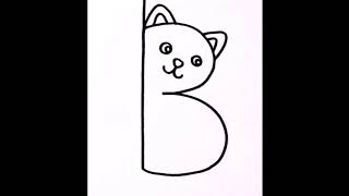 very easy and so cute, i hope you ❤️ this drawing, draw cat from B