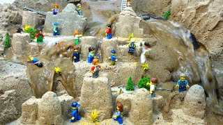 LEGO DAM BREACH AND BIG SAND CASTLE - TOTAL FLOOD NATURAL DISASTER