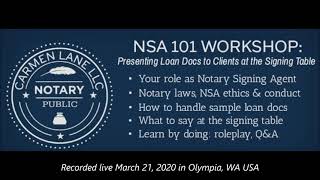 NSA 101 WORKSHOP Presenting Loan Documents Part1