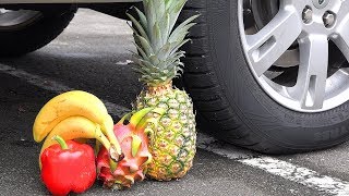 Crushing Crunchy & Soft Things by Car! - Experiment: Car vs Pink Pineapple, dragonfruit and apples