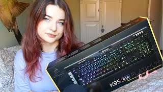 ASMR | Unboxing My Corsair K95 RGB Keyboard with Cherry MX Browns! ♥