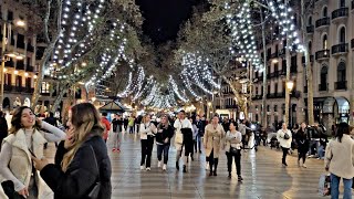 4K 🇪🇸🎄BARCELONA, SPAIN NOVEMBER 2022 CHRISTMAS LIGHTS | LA RAMBLA \u0026 BOQUERIA (4K UHD) 60FPS