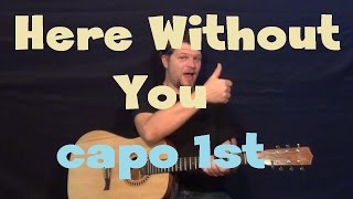 Here Without You (3 Doors Down) Easy Guitar Lesson How to Play Tutorial Capo 1st Fret