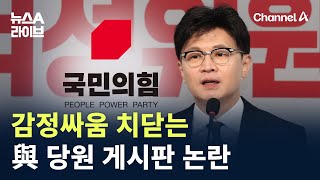 감정싸움 치닫는 與 당원 게시판 논란 / 채널A / 뉴스A 라이브