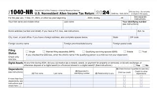 IRS Form 1040-NR walkthrough (U.S. Nonresident Alien Income Tax Return-Taxpayer Information)
