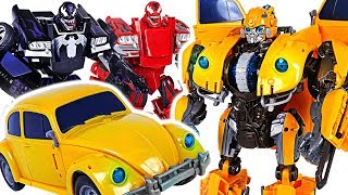 Transformers Movie Power Charge Bumblebee VS Marvel Transformers Venom, Carnage! #DuDuPopTOY