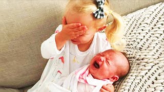 Legendary Moments When Kids Meet Newborn Babies - Funny Baby Siblings