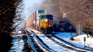 Two CSX Intermodals, Just Minutes Apart - Fortville, IN 1/16/25