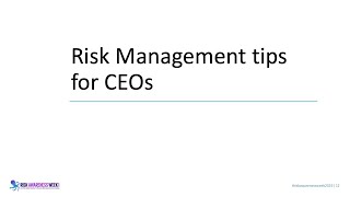 A CEO’s view of risk management