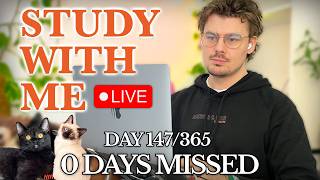 Study With Me (&🐱) LIVE 🚀 FLOW-HOURS — Deep Focus (50/10 Pomodoro) | Cozy UK Rain, No Distractions!