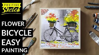 Acrylic painting flower, Easy acrylic painting, Bicycle Flower painting, Painting tutorial