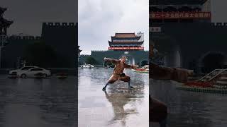 Shaolin monks practicing martial arts alone in the rain, as poetic as a painting #shaolin #kungfu