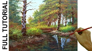 Tutorial: Acrylic Painting Landscape / Crystal Clear Stream in the Forest / JMLisondra