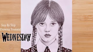 How to Draw Wednesday Addams |Drawing Tutorial (step by step) || Netflix Wednesday