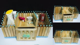 Ide Kreatif Rak Makeup dari stik Es krim |   Makeup Organizer From Popsicle Stick