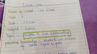 matter in our surrounding / science lesson plan / lesson plan format