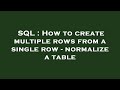 SQL : How to create multiple rows from a single row - normalize a table