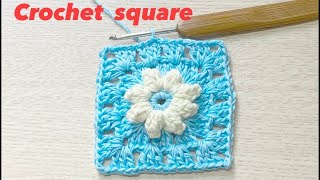 Crochet a floating flower square Hướng dẫn móc hình vuông hoa nổi / Crochet granny Square