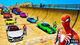 Continuation next Epic challenge jump Ramp Mount Chiliad Spiderman BMW Cars Audi Monster Truck GTA V