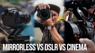 Mirrorless vs DSLR vs Cinema cameras - Pros and Cons