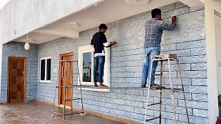 how to make long bricks Wall Texture design | wall Painting Texture Design making