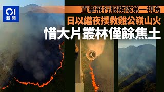 雞公嶺山火│GFS影片直擊擲水彈救援　火龍與煙霧交織　叢林變焦土｜01新聞｜突發｜山火｜飛行服務隊｜救火