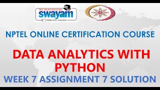 Data Analytics with Python | NPTEL | Week 7 | Assignment 7 Solution | Jan2021