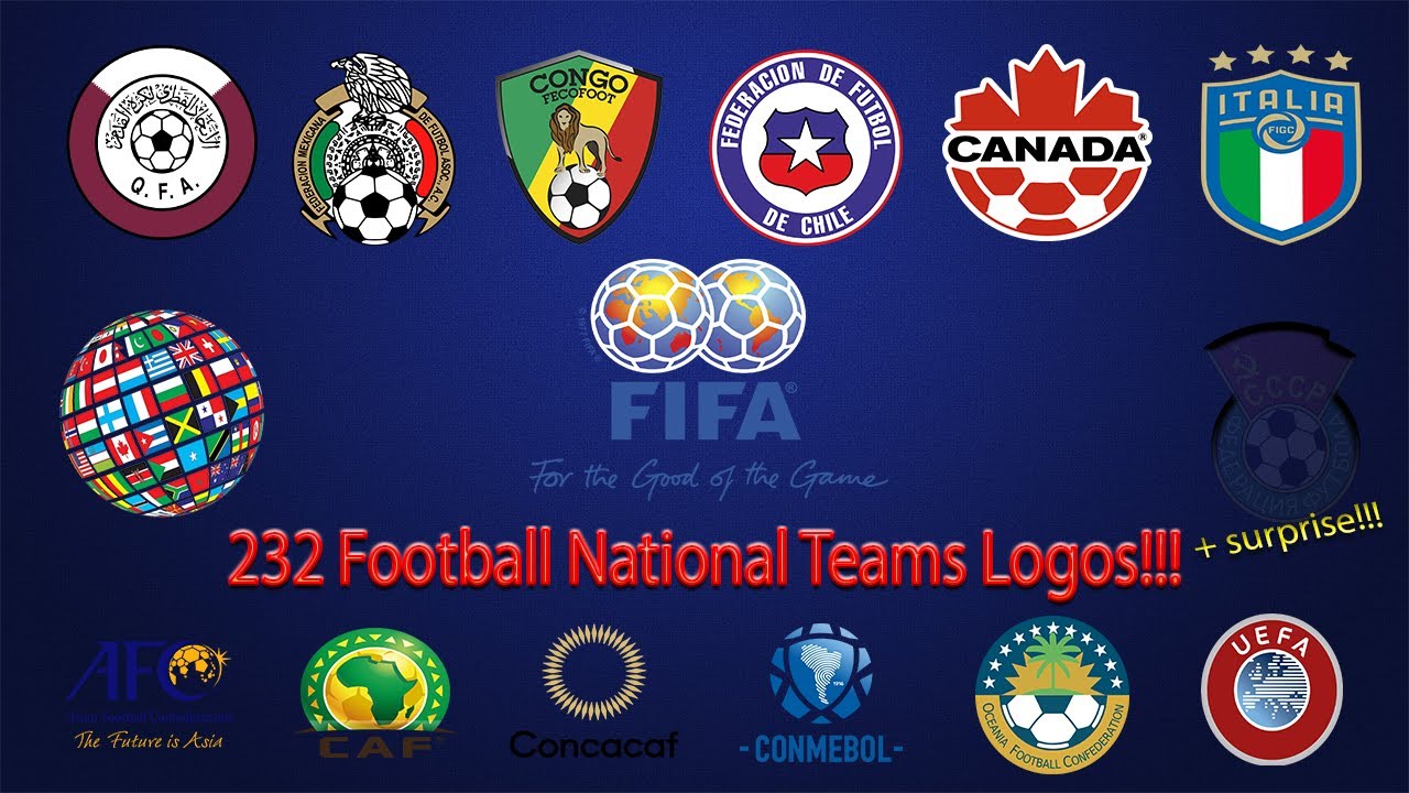 232 National Teams Football Logos - All Countries Of The World!! - YouTube