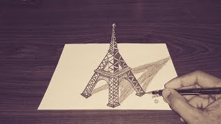 3D''eiffel tower'' drawing(eiffel tower real 3d)