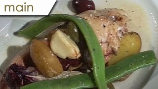 Braised rabbit with olive and mange-tout - Silent Cooking with Patrick Müller (with recipe)