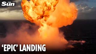 Moment Elon Musk’s SpaceX rocket explodes into huge fireball after splashdown in Indian Ocean
